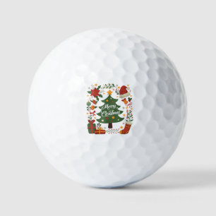 Vintage Christmas Tree Santa Hat 80s 90s Merry Chr Golf Balls