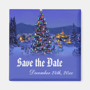 Vintage Christmas tree save the date wedding Magnet