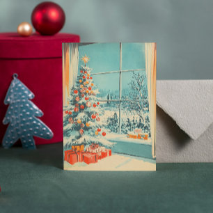 Vintage Christmas Tree Scene Message Template 