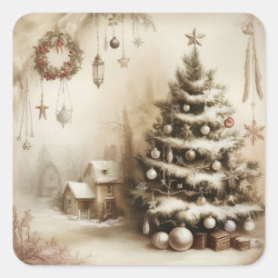 Vintage Christmas Tree Stickers
