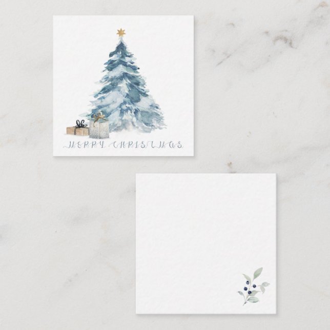 Vintage Christmas tree watercolour gold star Card (Front/Back)