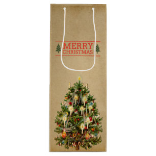 Vintage Christmas Tree Wine Gift Bag