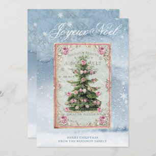 Vintage Christmas Tree Winter Snow Scene