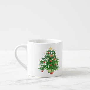 Vintage Christmas Tree with a Star & Heart Cookie Espresso Cup