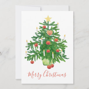 Vintage Christmas Tree with a Star & Heart Cookie Holiday Card