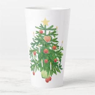 Vintage Christmas Tree with a Star & Heart Cookie Latte Mug