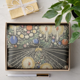 Vintage Christmas, Tree with Candles and a Star Tissue Paper