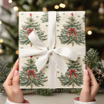 Vintage Christmas Tree with Red Bow Minimalist  Wrapping Paper<br><div class="desc">Wrap your holiday gifts with charm using this Vintage Christmas Tree Wrapping Paper. Featuring a realistic, cute Christmas tree topped with a red bow, this design blends a classic holiday look with a modern, minimalist twist. The neutral colours make it versatile and perfect for a range of holiday gifts, adding...</div>