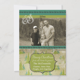 Vintage Christmas Trees Custom Photo Holiday Card