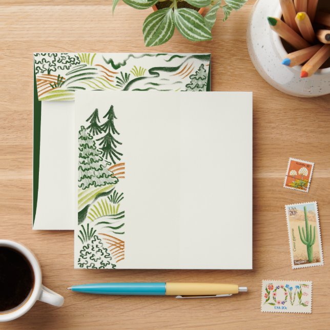 Vintage Christmas trees Envelope (Desk)