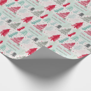 Vintage Christmas Trees Family Wrapping Paper