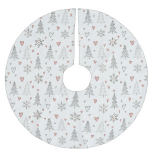 Vintage Christmas Trees & Hearts Tree Skirt