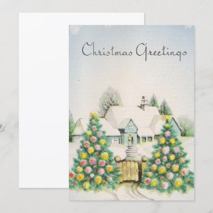Vintage Christmas Trees Home Holiday Card