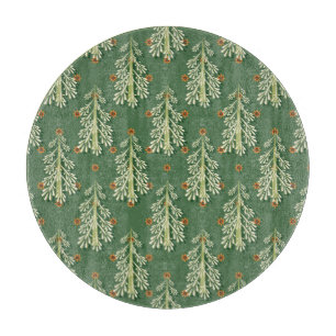Vintage Christmas Trees Illustration Pattern Cutting Board