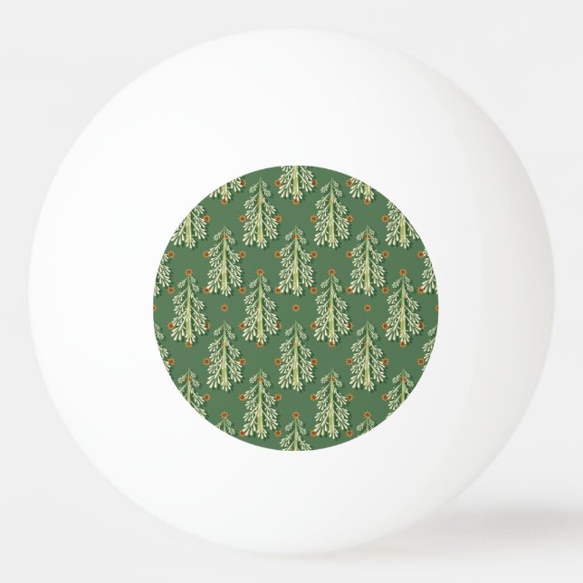Vintage Christmas Trees Illustration Pattern Ping Pong Ball (Front)