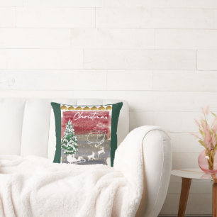 Vintage Christmas trees Throw Pillow