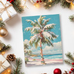 Vintage Christmas Tropical Beach Palm Tree Postcard<br><div class="desc">This design may be personalized by choosing the Edit Design option. You may also transfer onto other items. Contact me at colorflowcreations@gmail.com or use the chat option at the top of the page if you wish to have this design on another product or need assistance. See more of my designs...</div>