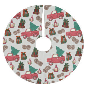 Vintage Christmas Truck Tree Skirt Retro Truck