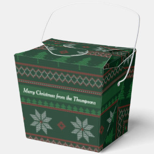 Vintage Christmas Ugly Sweater Party Green Fortune Favor Box