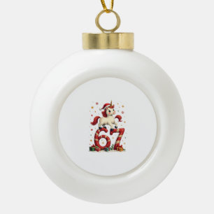 Vintage Christmas Unicorn 67 Cute Holiday Dabbing Ceramic Ball Christmas Ornament