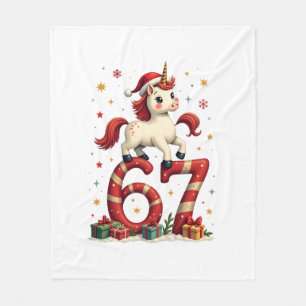 Vintage Christmas Unicorn 67 Cute Holiday Dabbing  Fleece Blanket