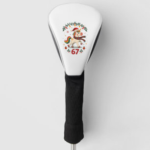 Vintage Christmas Unicorn 6th Birthday Dabbing Gir Golf Head Cover