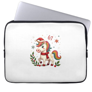 Vintage Christmas Unicorn 6th Birthday Dabbing Gir Laptop Sleeve