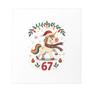 Vintage Christmas Unicorn 6th Birthday Dabbing Gir Notepad