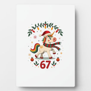 Vintage Christmas Unicorn 6th Birthday Dabbing Gir Plaque