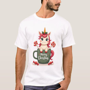Vintage Christmas Unicorn in Merry Christmas Mug C T-Shirt