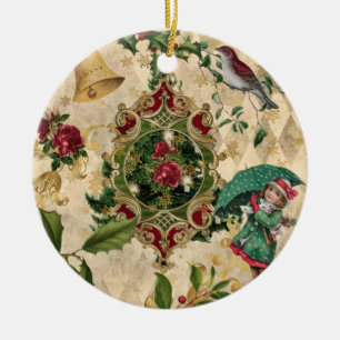 Vintage Christmas Unique Ceramic Ornament