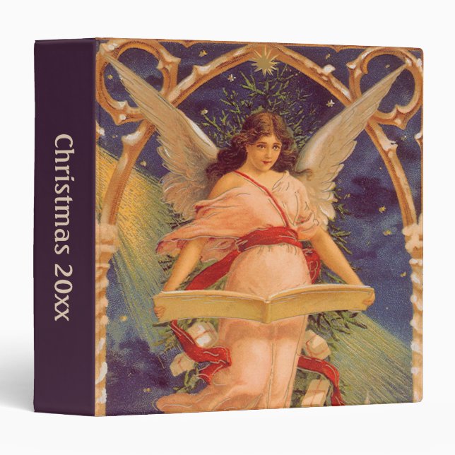 Vintage Christmas, Victorian Angel Reading Bible Binder (Front/Spine)