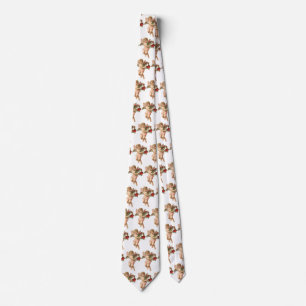 Vintage Christmas, Victorian Angel w Floral Wreath Tie