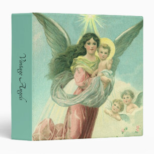 Vintage Christmas, Victorian Angel with Baby Jesus Binder
