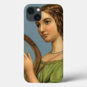 Vintage Christmas, Victorian Angel with Music Harp iPhone 13 Case