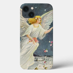Vintage Christmas Victorian Angel with Stars Roses iPhone 13 Case