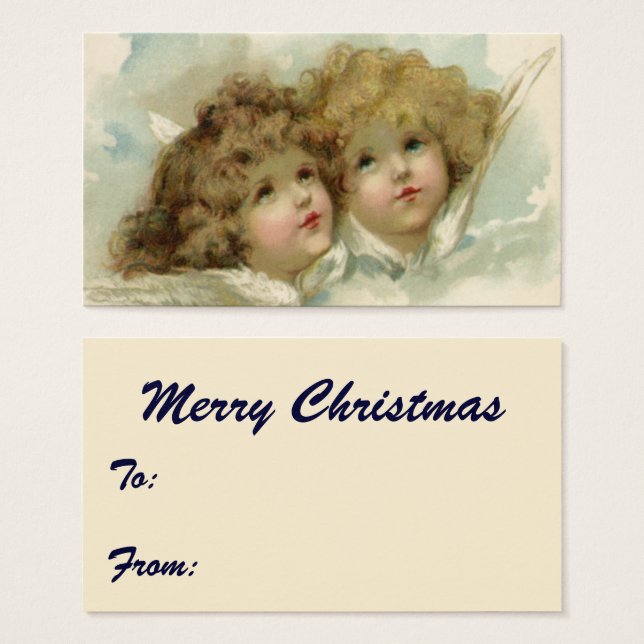 Vintage Christmas, Victorian Angels in the Clouds (Front & Back)