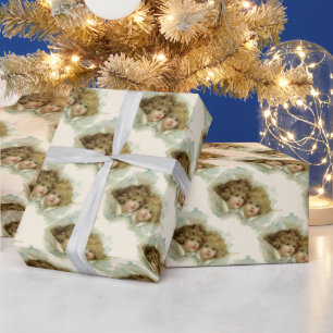 Vintage Christmas, Victorian Angels in the Clouds Wrapping Paper