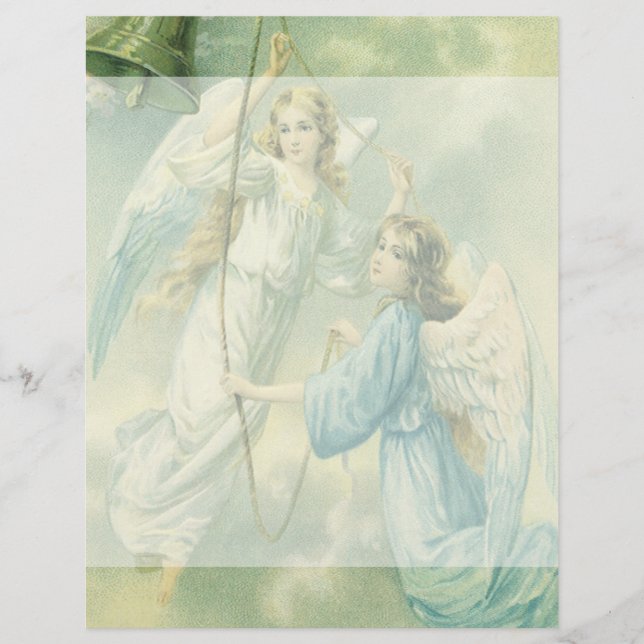 Vintage Christmas, Victorian Angels with a Bell (Front)