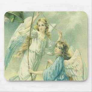 Vintage Christmas, Victorian Angels with a Bell Mouse Pad
