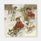 Vintage Christmas, Victorian Children Sledding Dog