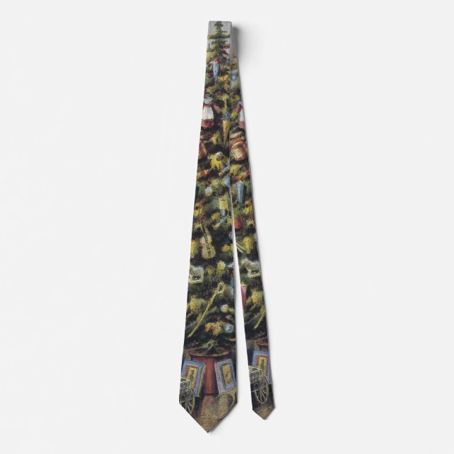 Vintage Christmas, Victorian Family Around Tree Tie (Front)