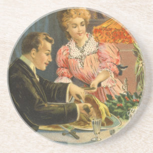Vintage Christmas, Victorian Family Dinner Coaster