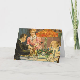 Vintage Christmas, Victorian Family Dinner Holiday Card