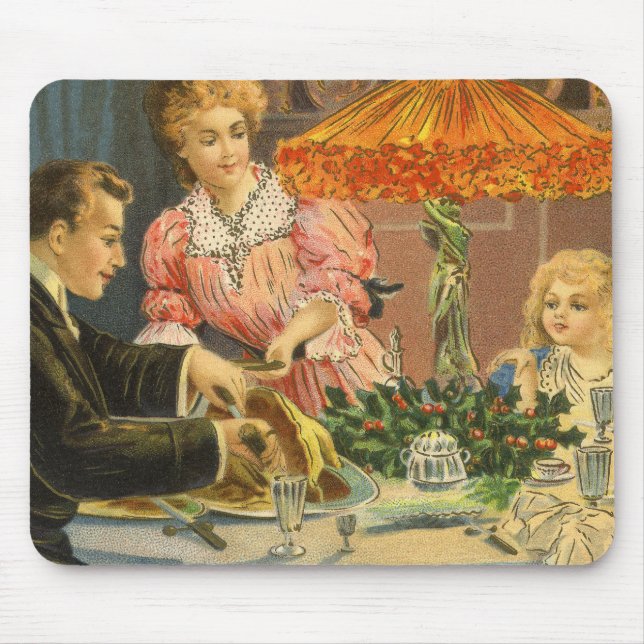 Vintage Christmas, Victorian Family Dinner Mouse Pad (Front)