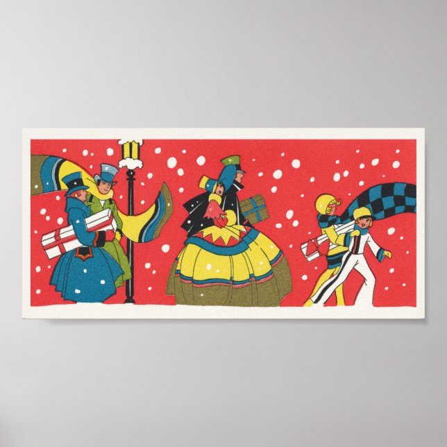 Vintage Christmas, Victorian Family Poster (Front)