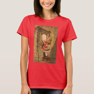 Vintage Christmas Victorian Girl Hanging a Garland T-Shirt