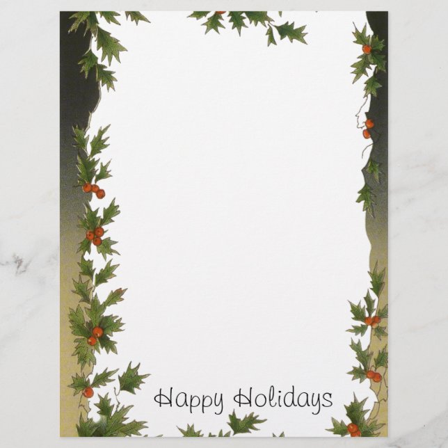 Vintage Christmas, Victorian Holly Leaves Berries (Front)