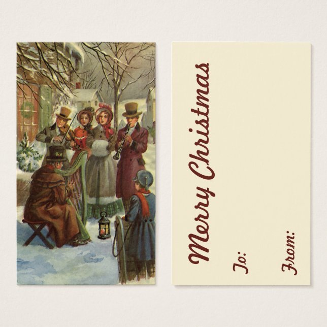 Vintage Christmas, Victorian Musicians Caroling (Front & Back)
