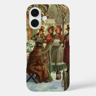 Vintage Christmas, Victorian Musicians Caroling iPhone 16 Case